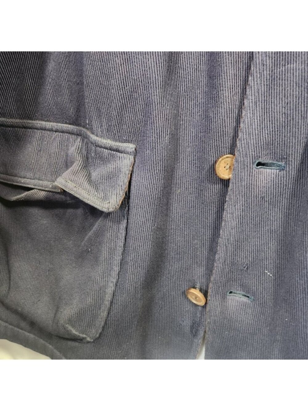 The Bay 1960s Cotton Wool Mens XL Barn Coat Navy Leather Collar Blanket Lined - Picture 7 of 14